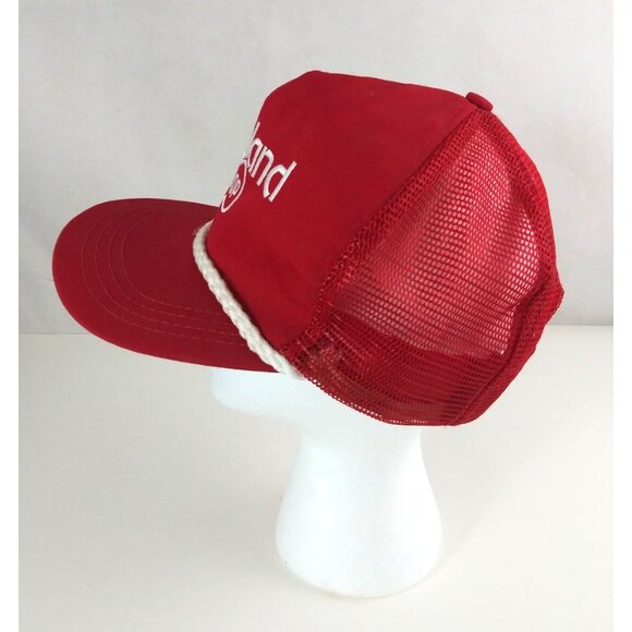 Vintage Farmland COOP Red Mesh Back Corded Snapback Baseball Cap Trucker Hat USA - Picture 5 of 7